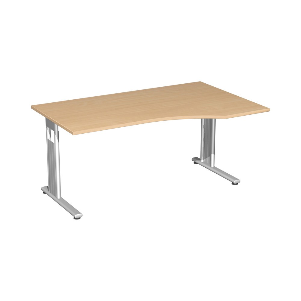 Obraz produktu: Biurko komputerowe Lissabon, kształt PC prawa strona, podstawa C, szer. x gł. 1800 x 1000 mm, buk