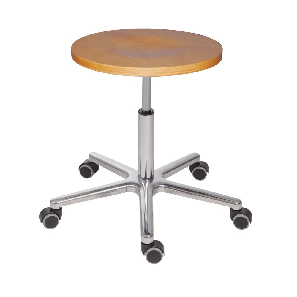 Obraz produktu: Taboret obrotowy HEMMDAL XXL, siedzisko z buku, wysokość siedziska 470–650 mm, kółka