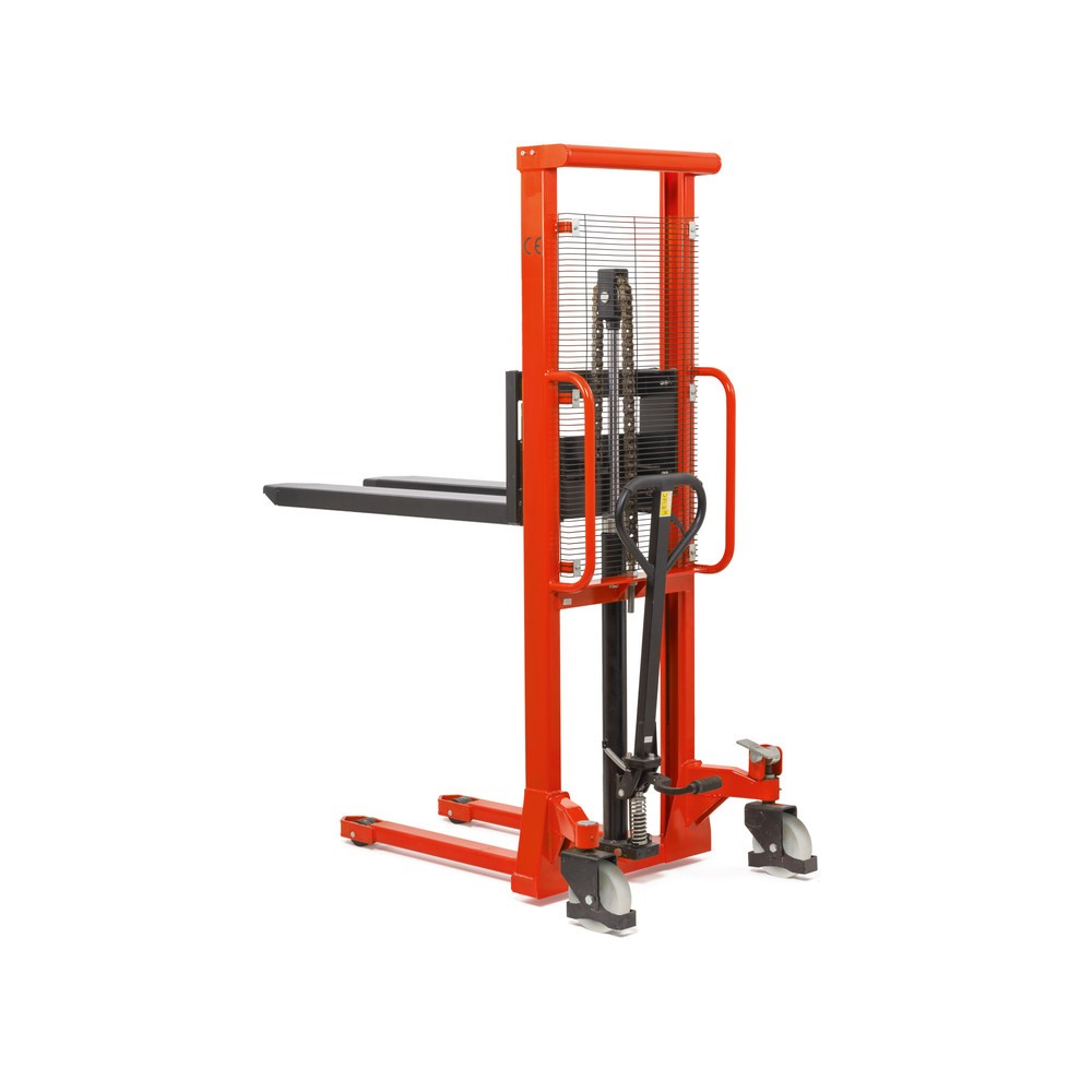Obraz produktu: Hydrauliczny wózek widłowy BASIC PSM 1.0 z masztem pojedynczym, wysokość podnoszenia 1600 mm, udźwig 1000 kg