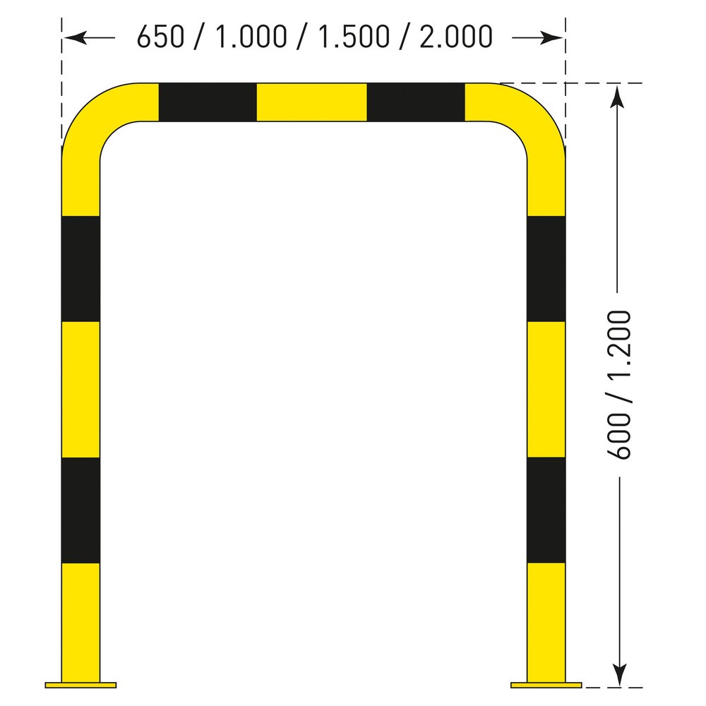 Zdjęcie produktu nr 2: Kabłąk przeciwuderzeniowy do zastosowań w pomieszczeniach, Ø 108 mm, wys. x szer. 1200 x 650 mm