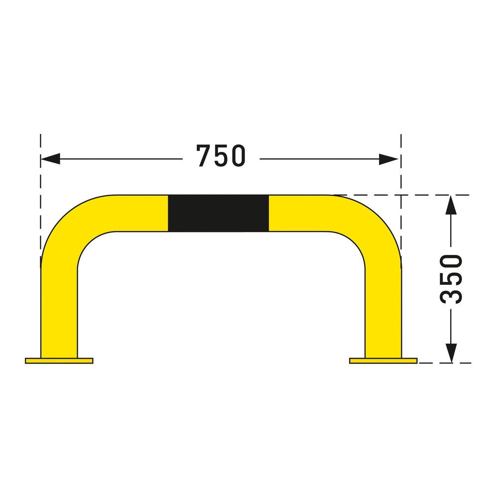 Zdjęcie produktu nr 3: Kabłąk przeciwuderzeniowy do zastosowań w pomieszczeniach, Ø 76 mm, wys. x szer. 350 x 750 mm