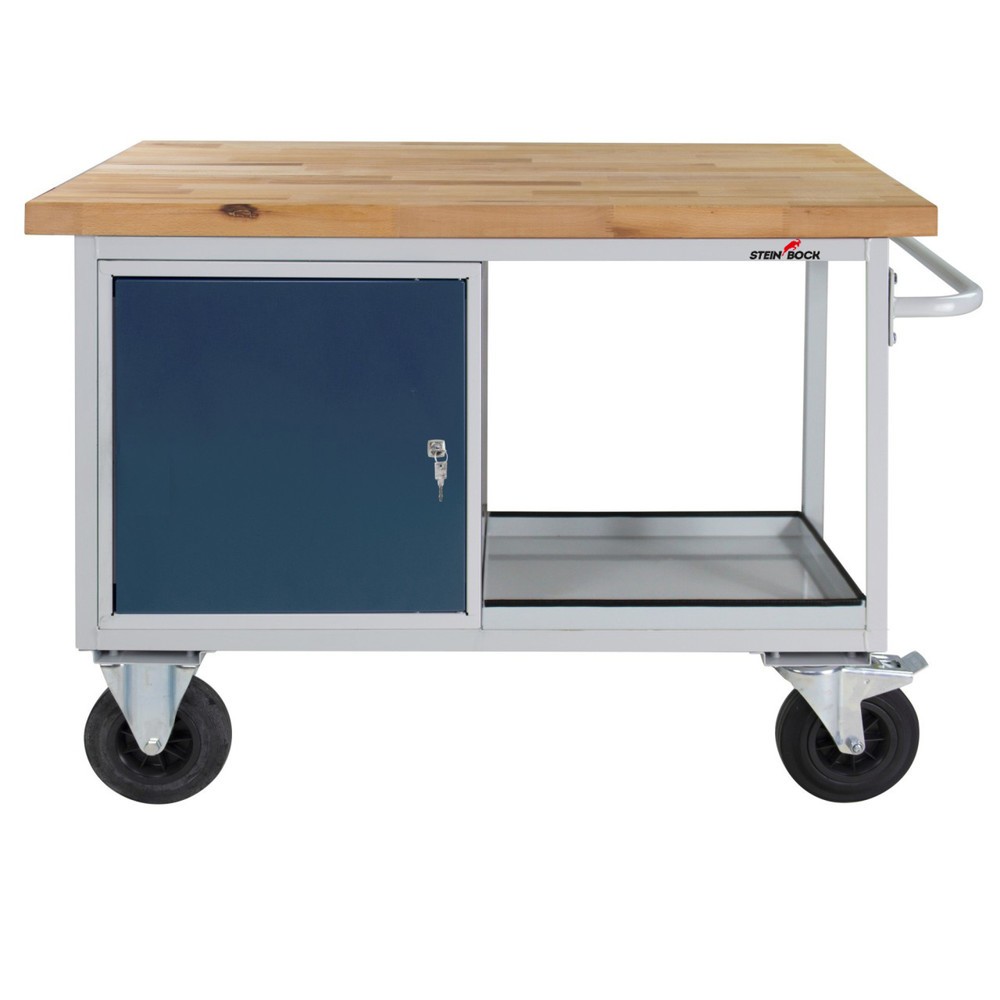 Obraz produktu: Mobilna ława warsztatowa Steinbock® Motion, 1 x drzwi, udźwig 500 kg, wys. x szer. x gł. 827 x 1300 x 600 mm, RAL 7035/7016