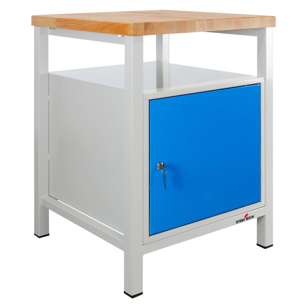 Obraz produktu: Ława warsztatowa Steinbock® Premium, 1 x półka, 1 x drzwi, udźwig 300 kg, wys. x szer. x gł. 840 x 600 x 600 mm, RAL 7035/5012