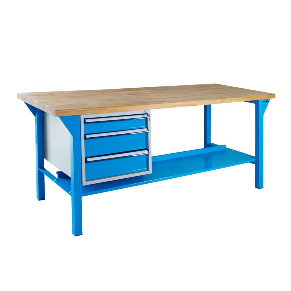 Obraz produktu: Ława warsztatowa Steinbock® Pro, 3 x szuflada, 1 x półka, udźwig 500 kg, wys. x szer. x gł. 850 x 1500 x 750 mm, RAL 5012