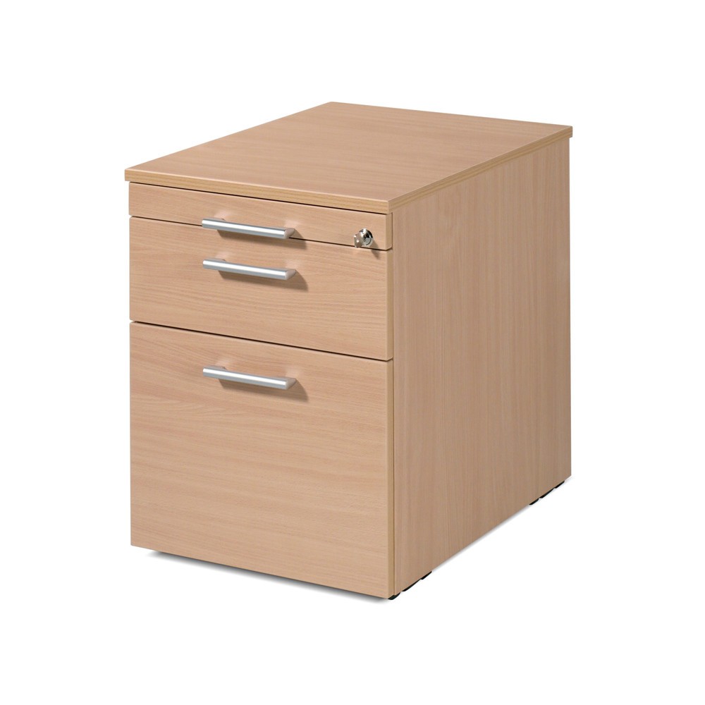 Obraz produktu: Pojemnik na kółkach Lissabon z wiszącymi teczkami, wys. × szer. × gł. 566 x 600 x 430 mm, wkłady z tworzywa sztucznego, buk
