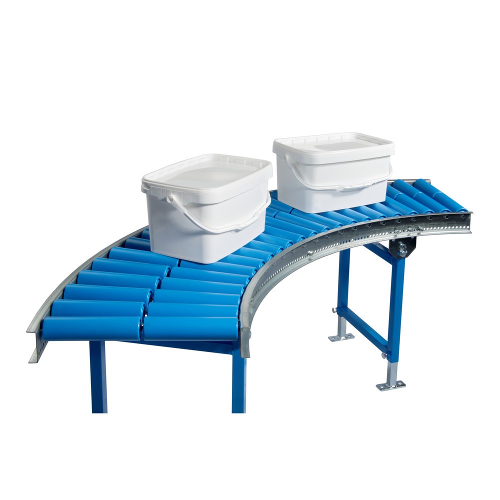 Zdjęcie produktu nr 2: Przenośnik rolkowy do lekkich ładunków, rolki z tworzywa sztucznego, krzywka 90°, szerokość przenośnika 600 mm, rozstaw osi 75 mm