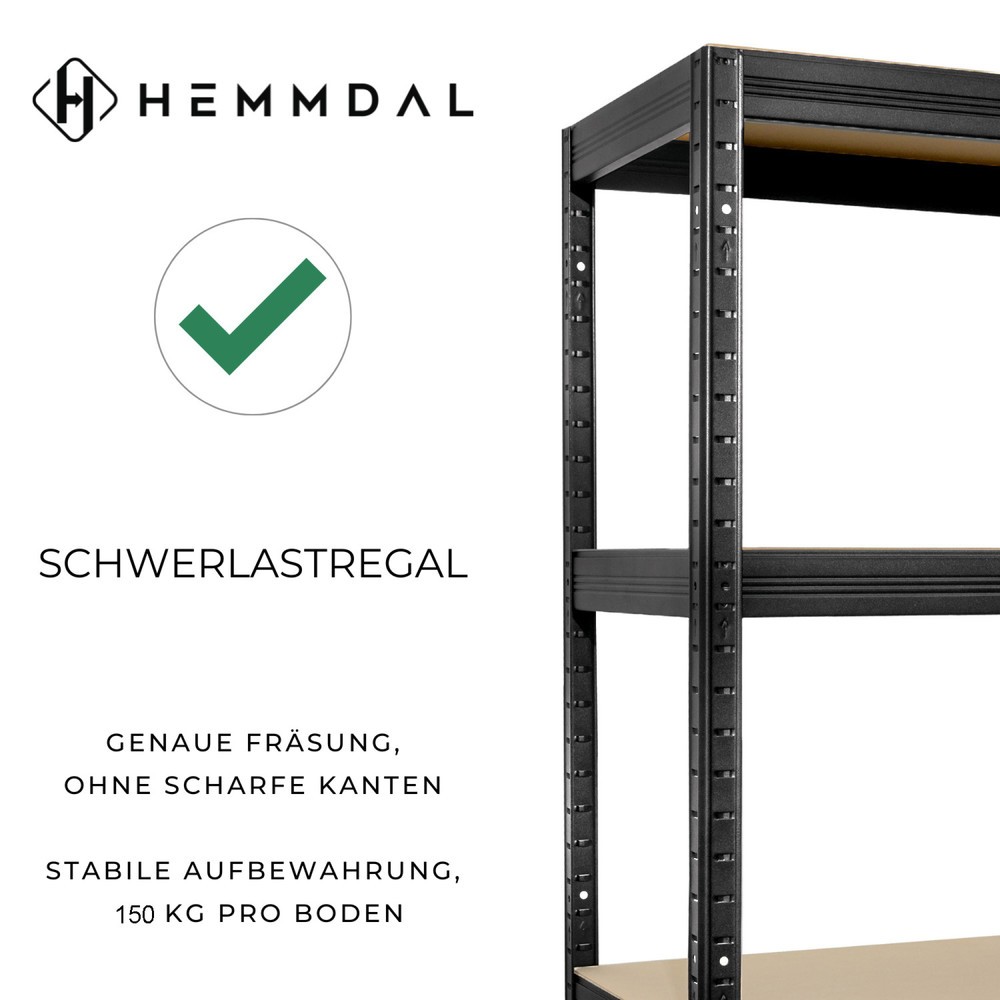 Zdjęcie produktu nr 3: Regał do ciężkich ładunków HEMMDAL typ S+, kolor czarny – 180 x 90 x 60 cm – do 750 kg