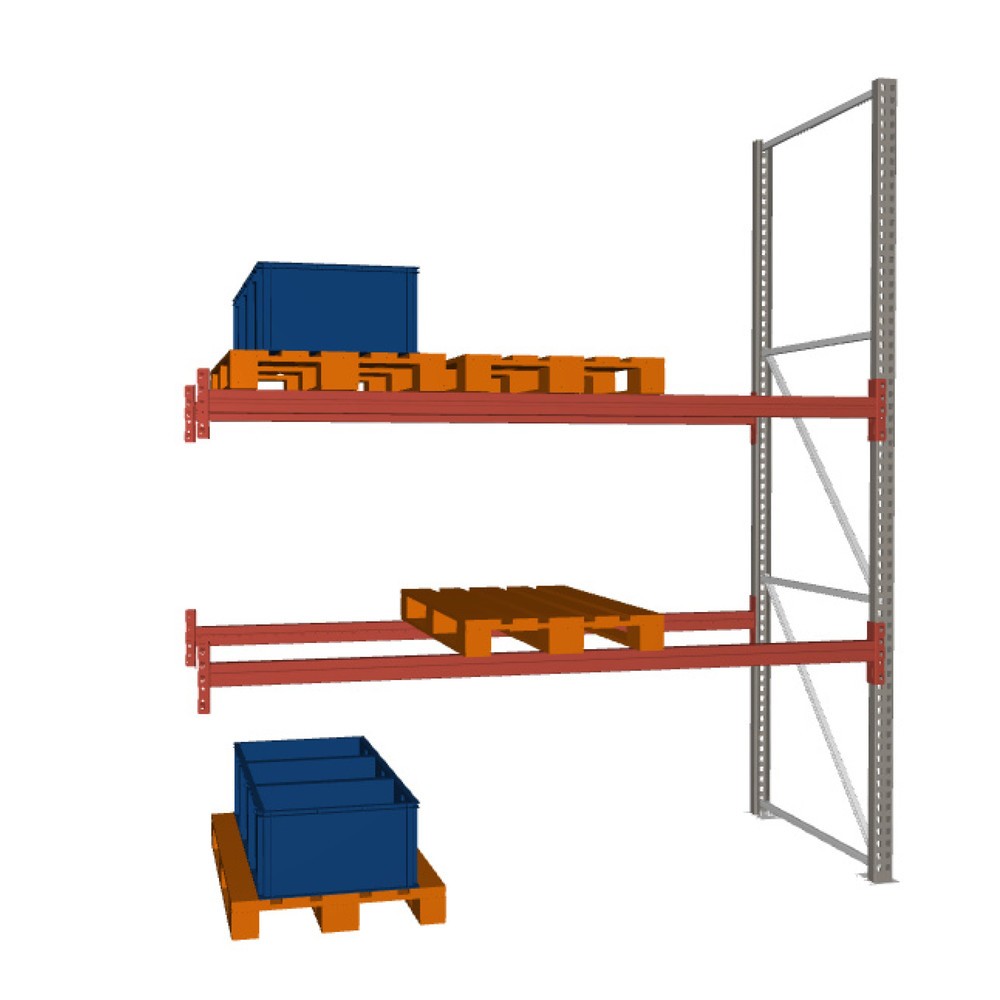Obraz produktu: Regał paletowy META MULTIPAL, moduł dodatkowy, obciążenie półki 1470 kg, 9 miejsc paletowych, wysokość 3,3 m