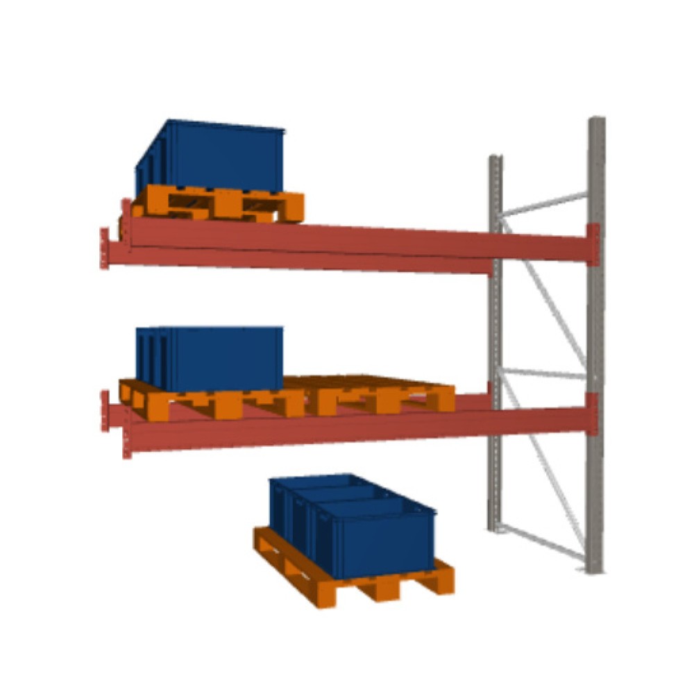 Obraz produktu: Regał paletowy META MULTIPAL, moduł dodatkowy, obciążenie półki 2340 kg, 9 miejsc paletowych, wysokość 2,7 m