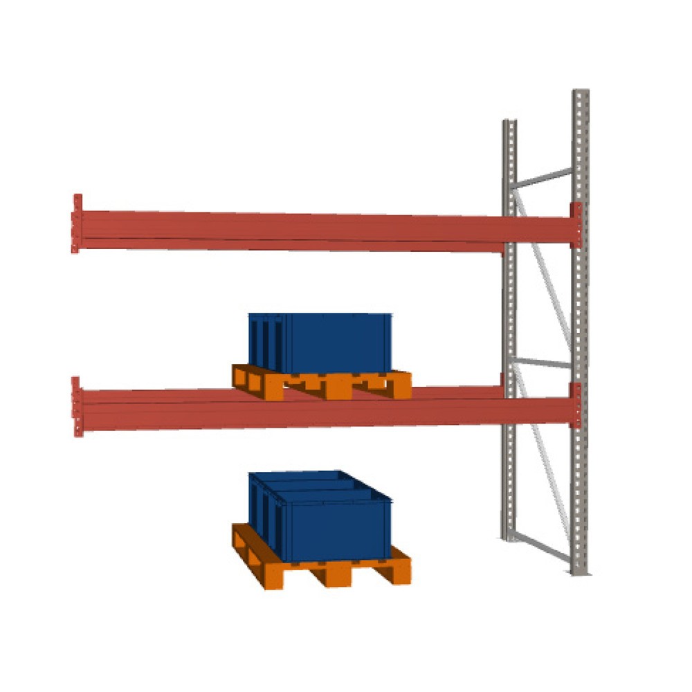 Obraz produktu: Regał paletowy META MULTIPAL, moduł dodatkowy, obciążenie półki 2970 kg, 9 miejsc paletowych, wysokość 2,7 m