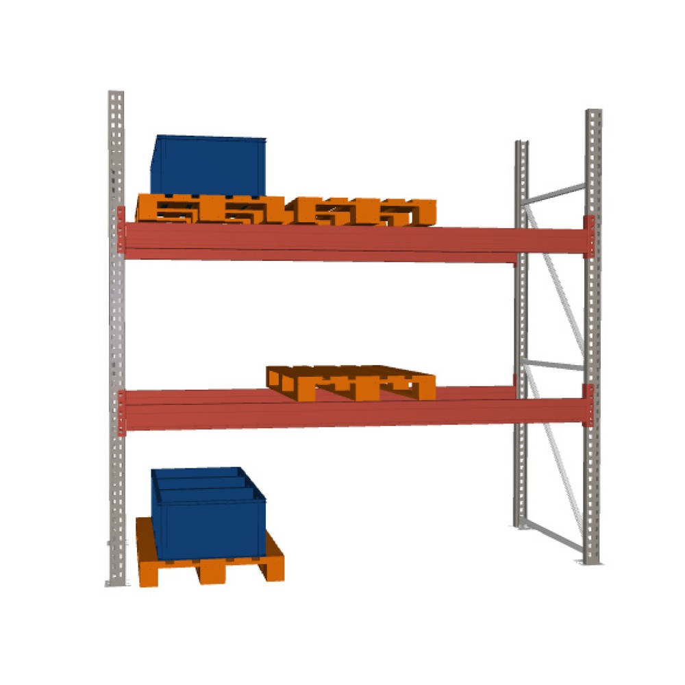 Obraz produktu: Regał paletowy META MULTIPAL, moduł podstawowy, obciążenie półki 4310 kg, wys. x szer. x gł. 2700 x 2700 x 1100 mm