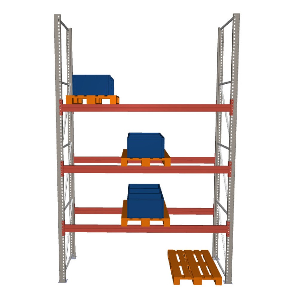 Obraz produktu: Regał paletowy META MULTIPAL, moduł podstawowy, obciążenie półki 2380 kg, wys. x szer. x gł. 4400 x 2700 x 1100 mm