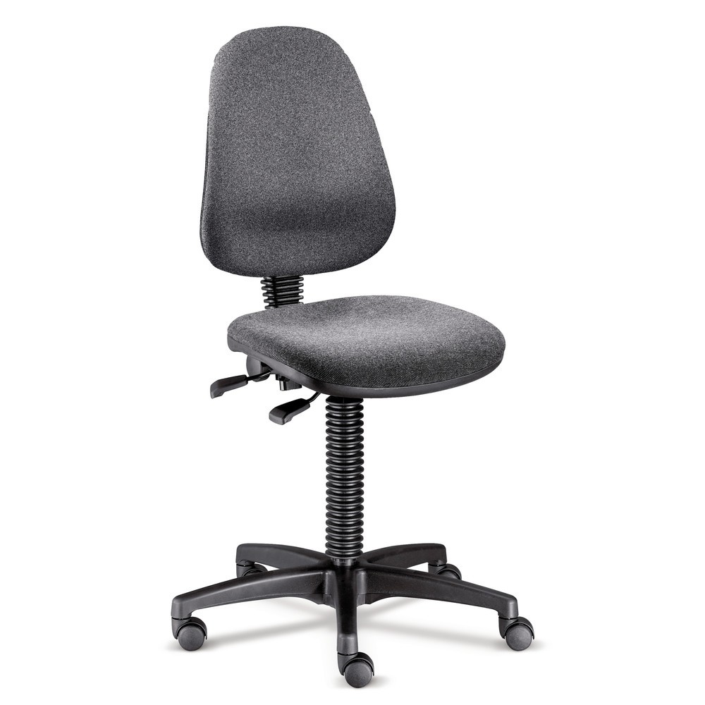 Obraz produktu: Krzesło robocze obrotowe BM Industrie, ekoskóra, wysokość siedziska 480-650 mm, kółka, kolor niebieski
