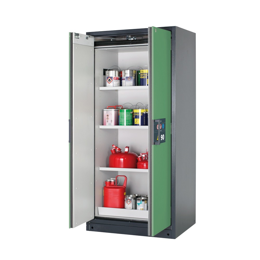 Obraz produktu: Szafa bezpieczeństwa asecos® Q-PEGASUS/Typ 90, 3 półki, wys. x szer. x gł. 1953 x 893 x 615 mm, zielona rezeda