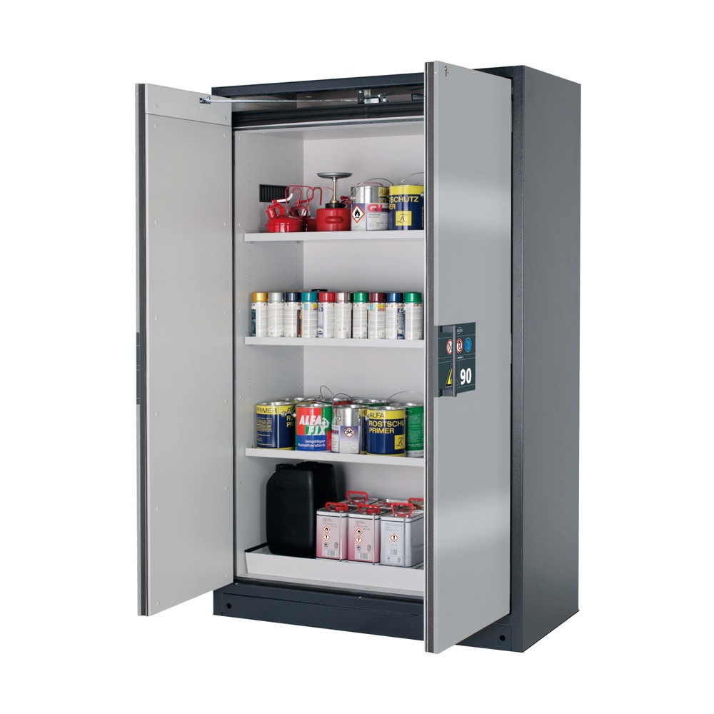Obraz produktu: Szafa bezpieczeństwa asecos® Q-PEGASUS/Typ 90, 3 półki, wys. x szer. x gł. 1953 x 1193 x 615 mm, biały aluminiowy