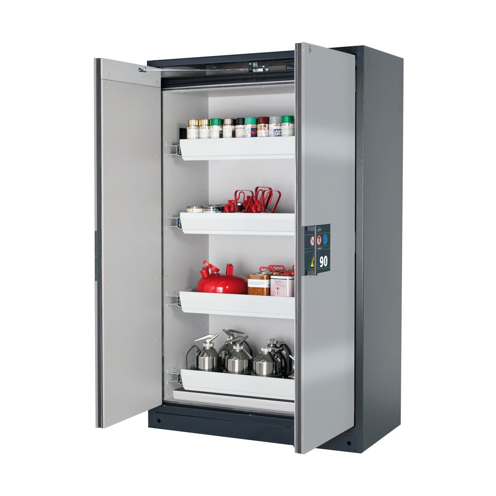 Obraz produktu: Szafa bezpieczeństwa asecos® Q-PEGASUS/Typ 90, 4 wanny, wys. x szer. x gł. 1953 x 1193 x 615 mm, biały aluminiowy
