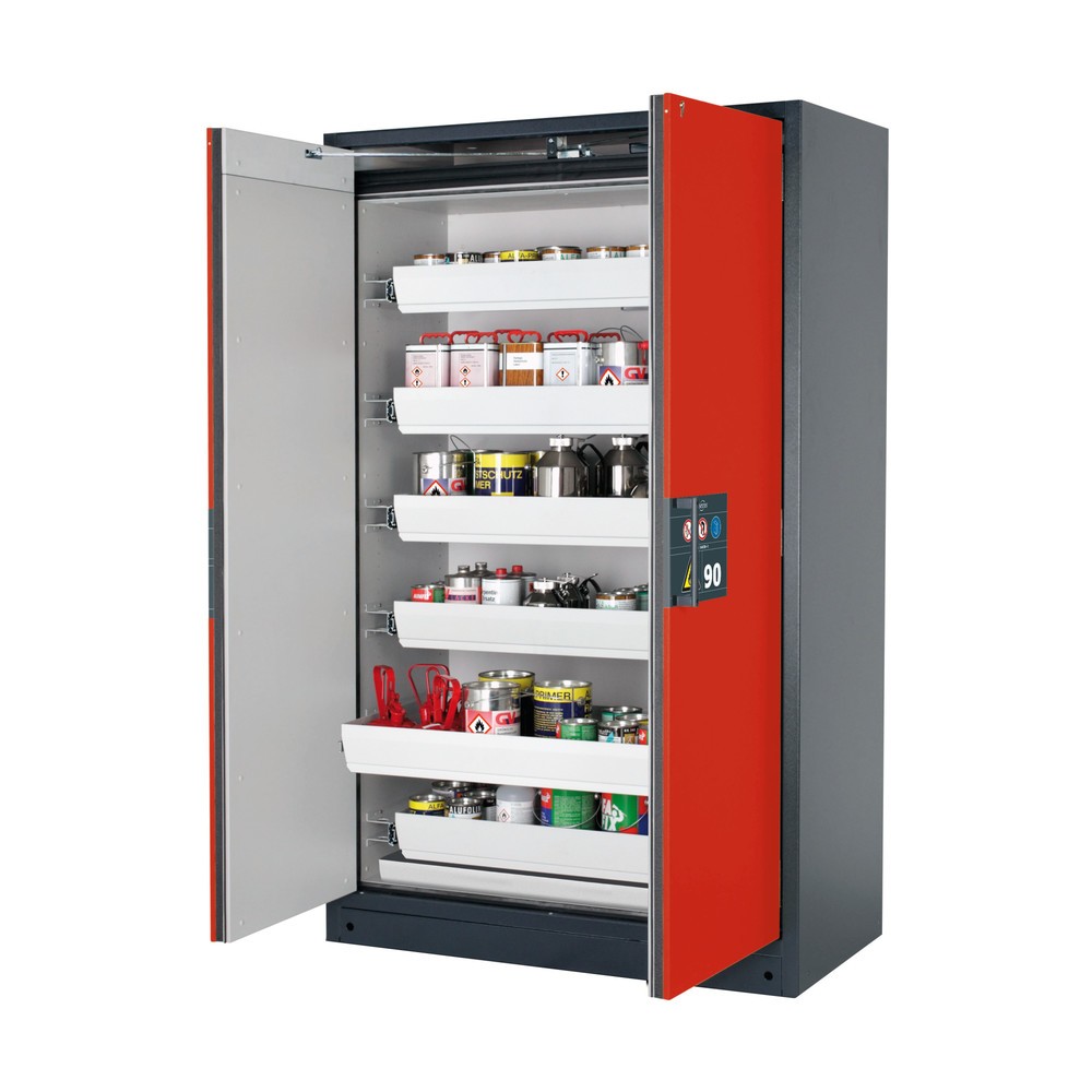 Obraz produktu: Szafa bezpieczeństwa asecos® Q-PEGASUS/Typ 90, 6 wanny, wys. x szer. x gł. 1953 x 1193 x 615 mm, czerwony drogowy