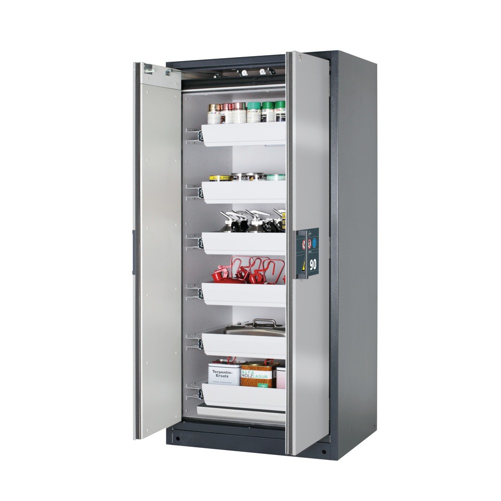 Obraz produktu: Szafa bezpieczeństwa asecos® Q-PEGASUS/Typ 90, 6 wanny, wys. x szer. x gł. 1953 x 893 x 615 mm, biały aluminiowy