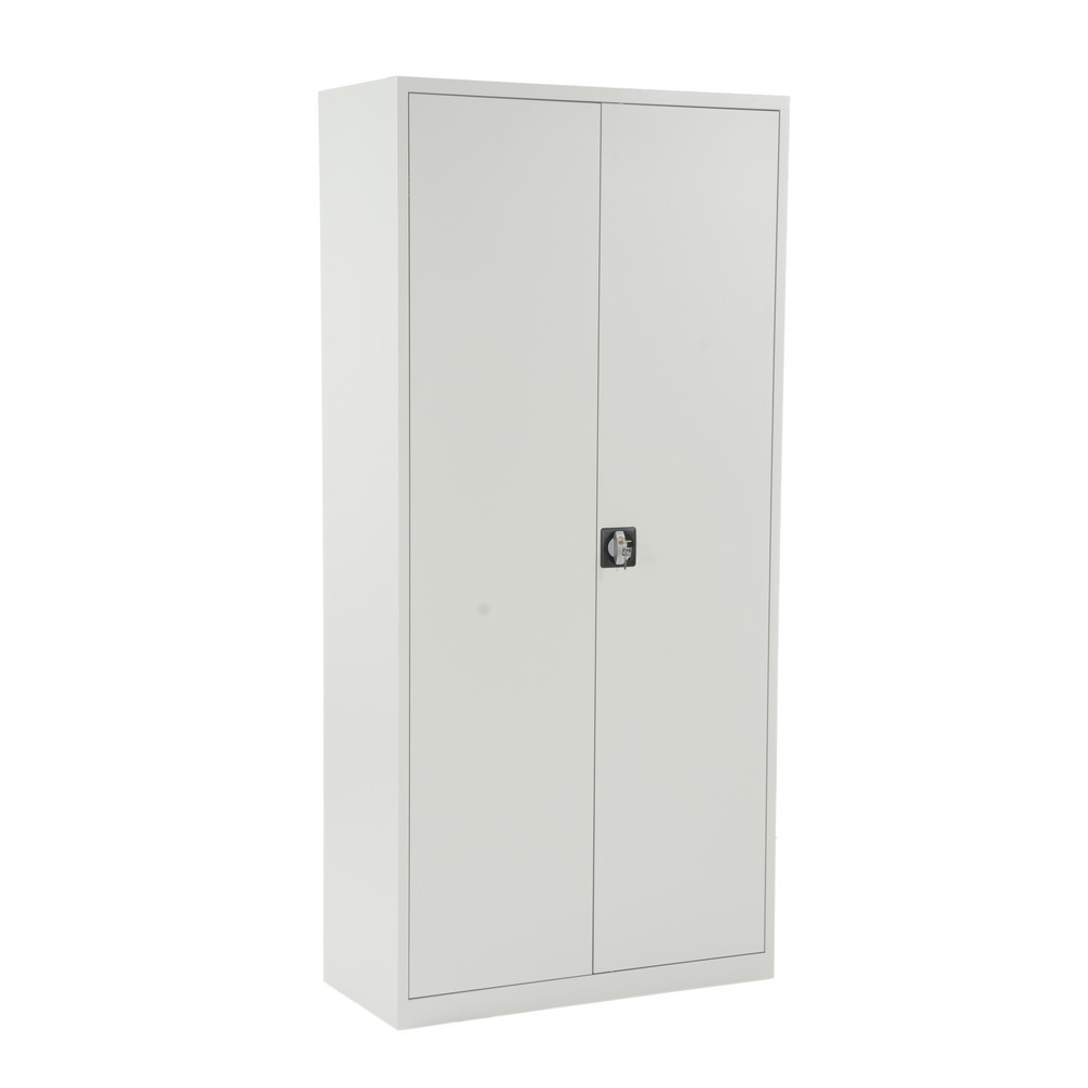 Obraz produktu: Szafa uniwersalna HEMMDAL HUS-1, zamek bębenkowy z ryglem obrotowym, 4,5 poz., wys. x szer. x gł. 1800 x 800 x 380 mm, półki ocynkowane, kolor jasnoszary