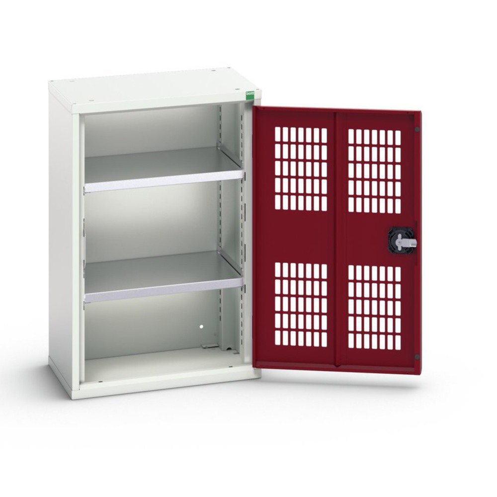Obraz produktu: Szafa z drzwiami skrzydłowymi oraz wentylacją bott verso, z 2 półkami, szer. x gł. x wys.: 525 x 350 x 800 mm