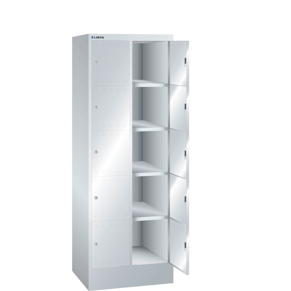 Obraz produktu: Szafa ze schowkami LISTA, (szer. x gł. x wys.) 610 x 500 x 1695 mm, 2 x 5 schowków, zamknięcie