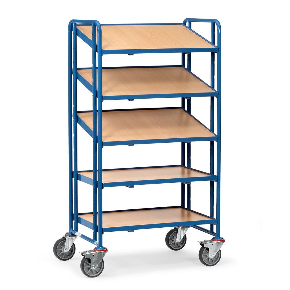 Obraz produktu: Wózek piętrowy na pojemniki euro fetra®, z poziomami, udźwig 300 kg, 5 x piętro o wymiarach 820 × 610 mm