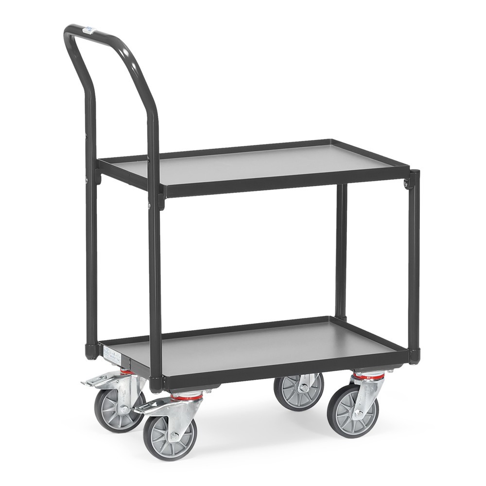 Obraz produktu: Wózek piętrowy fetra®, 2 podłogi drewniane o wymiarach 610 x 410 mm, bez krawędzi, z uchwytem, kolor antracytowy szary