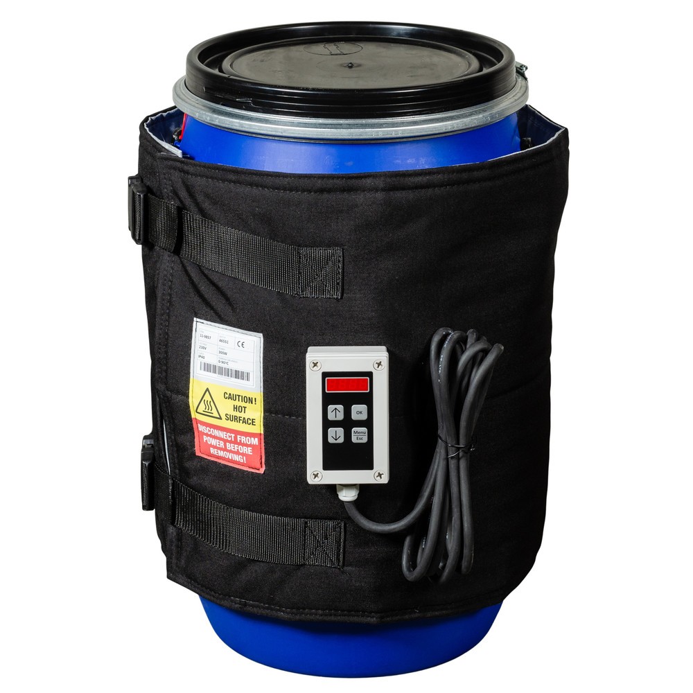 Obraz produktu: Kołnierz grzewczy do beczek Kuhlmann z cyfrowym sterownikiem, 50–60 l, 0–90ºC, 230 V, 300 W, dł. x wys. 1330 x 460 mm
